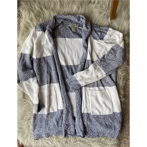 Warm Blue and White Stripe Loft Cardigan